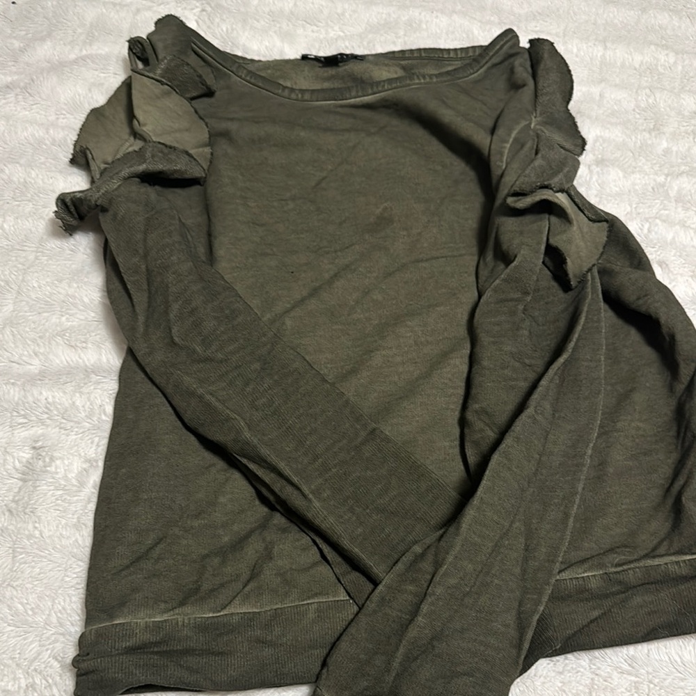 Sanctuary Green Puff Sleeve Long Sleeve Top